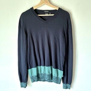 Boss V-Neck Sweater in Blue and Green